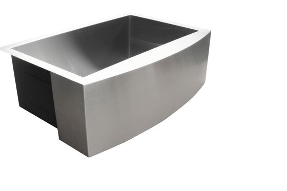 Bon prix Évier de ferme en acier inoxydable 304 brossé à la main avec amortissement du son et anti-condensation et design avant de tablier incurvé en ligne