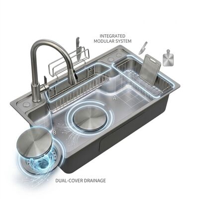 Bon prix 30 Inch Farmhouse Apron Front Double Bowl Kitchen Sink 16 Gauge with Grids en ligne
