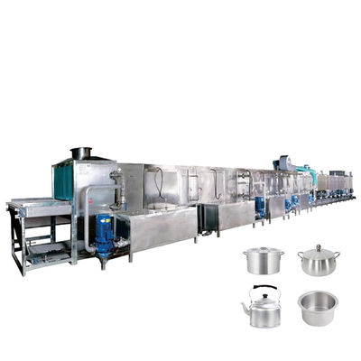 Bon prix L'usine électrique de nettoyage de machine de machine à laver industrielle, la chaîne de production en aluminium de Ustensiles de cuisine a fourni le PLC en ligne