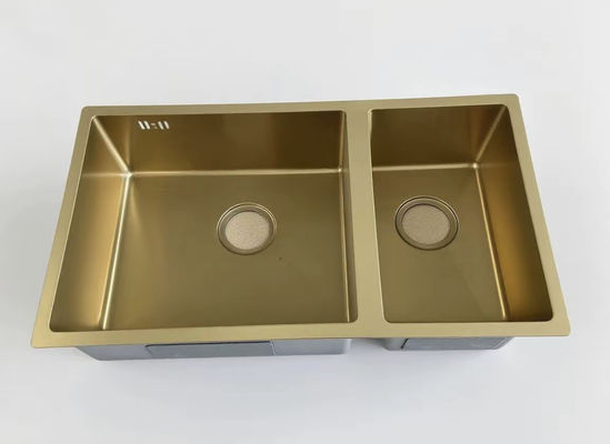 Bon prix Évier en acier inoxydable doré à deux bacs – Anti-taches, durable, idéal pour les cuisines modernes en ligne