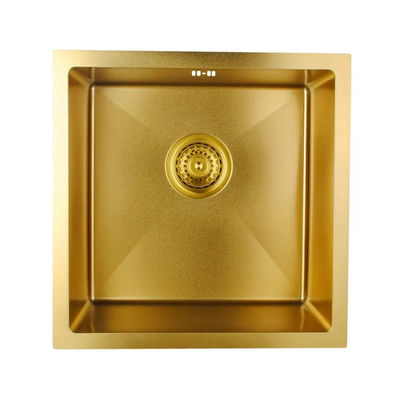 qualité Évier de cuisine carré en acier inoxydable SUS304 de qualité alimentaire (18/8) compatible montage sous plan et montage en surface, finition dorée | Épaisseur d'acier personnalisable disponible | Profondeur de cuve personnalisable disponible | Résistant à la rouille et à la corrosion usine