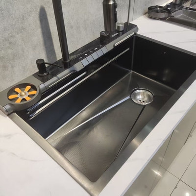Réservoir de cuisine à double bol en acier inoxydable noir