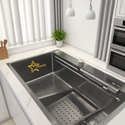 Evier de cuisine sous-monté Partie d'évier de cuisine en acier inoxydable gris Capacité de chargement de 11 kg ♪ Profondeur de bassin personnalisée disponible ♪ Jauge d'acier personnalisé disponible