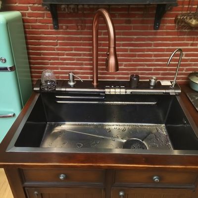 Bon prix Montage sous- et haut-montage compatibles cuisine double-bowl en acier inoxydable évier 11 kg capacité ♪ profondeur de bassin personnalisée disponible ♪ calibre en acier personnalisé disponible en ligne
