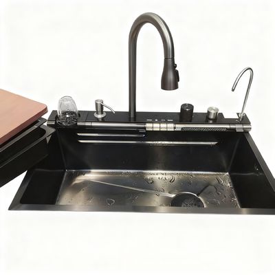 Évier de cuisine en acier inoxydable de qualité supérieure avec robinet à col de cygne