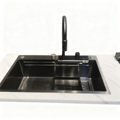 qualité Un évier de cuisine en acier inoxydable à double bassin de 800 mm avec robinet à haute courbe pour les cuisines modernes. usine