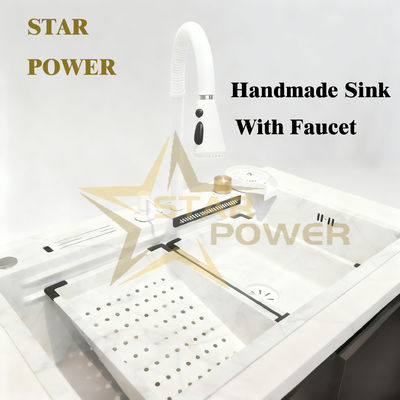 Évier de cuisine en acier inoxydable 304 soudé sans soudure et épaissi, vasque faite à la main