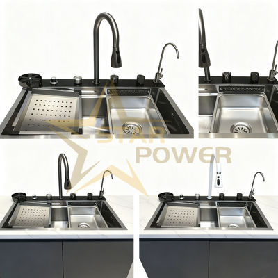 Bon prix Évier de cuisine à cuve unique en acier inoxydable 316Ti de qualité aérospatiale fait à la main avec cuve de 250 mm de profondeur en ligne