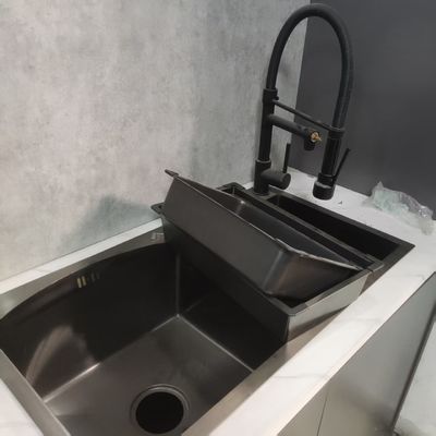Bon prix Évier à cuve simple/double nano oléophobe fait main avec effet feuille de lotus bionique en ligne
