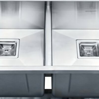 Évier à double cuve fait à la main avec finition brossée en acier inoxydable 304 pour cuisines modernes