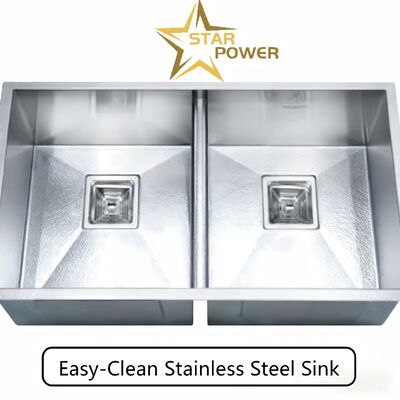 STAR POWER 304SS haut de gamme épaissie artisanale double cuvette évier de cuisine avec acier inoxydable de qualité alimentaire