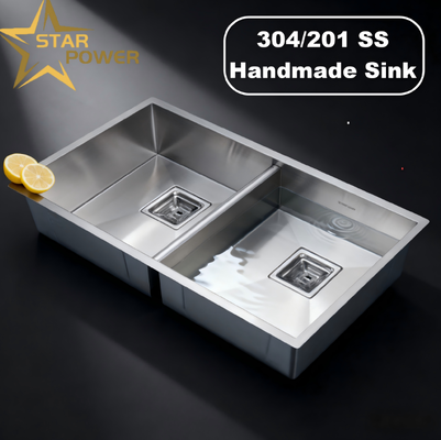 Bon prix Évier de cuisine compatible montage sous plan et montage en surface, fait main, PVD gunmetal, gaufré, résistant aux taches, en acier inoxydable de qualité alimentaire 304/316 | Profondeur de cuve personnalisable | Jauge d'acier personnalisable en ligne