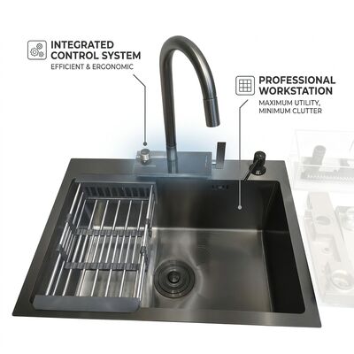 qualité Evier de cuisine sous-monté 316 en acier inoxydable évier de cuisine à simple cuve brossé Evier sous-monté 800 mm 220 mm bassin profond ♪ Profondeur de bassin personnalisée disponible ♪ Étalon en acier personnalisé disponible usine