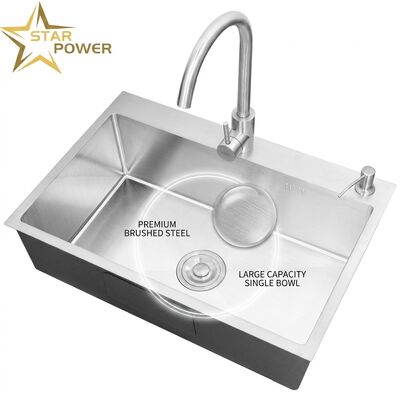 qualité Evier de cuisine sous-monté de qualité alimentaire 304 SS Evier de cuisine à bol unique chromé Evier sous-monté de 900 mm 250 mm bassin profond. usine