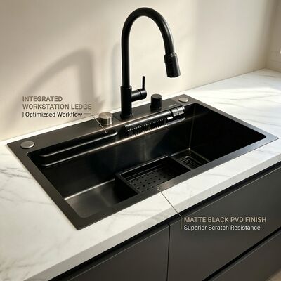 Bon prix Chrome-Plated 316 Stainless Steel Single Bowl Kitchen Sink Undermount 800mm 220mm Deep Basin en ligne