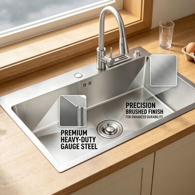 Bon prix Commercial Heavy-Duty 304 Stainless Steel Kitchen Sink Drop-In 1000mm 280mm Deep Single Bowl Basin en ligne