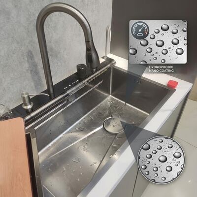 Bon prix Bionic Lotus Leaf Nano Oleophobic Handmade 316 Stainless Steel Kitchen Sink Single Bowl 700mm 220mm Deep Basin en ligne