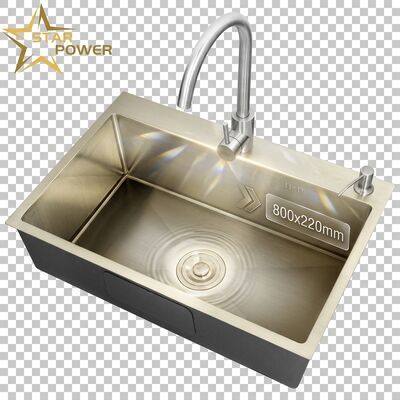 Bon prix 316 acier inoxydable chromé sous-monté évier de cuisine 800 mm x 220 mm profonde single bowl en ligne