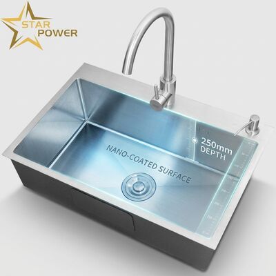 Qualité Cuisinière à double bol nano-enduite 304 SS de qualité alimentaire avec bassin profond de 250 mm usine