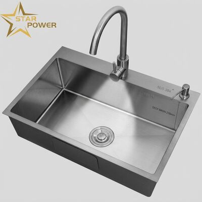 Bon prix Monture à évacuation / entrée évier de cuisine 304 acier inoxydable évier de cuisine principal et auxiliaire évier de cuisine en métal PVD évacuation à évacuation 600 mm 9 pouces bassin profond disponible en ligne