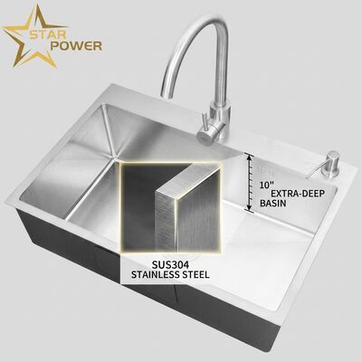 Bon prix La cuve de cuisine en acier inoxydable SUS304 double cuve cuve de cuisine poli Cuve de cuisine en acier inoxydable 700 mm 10 pouces plus profonde. en ligne