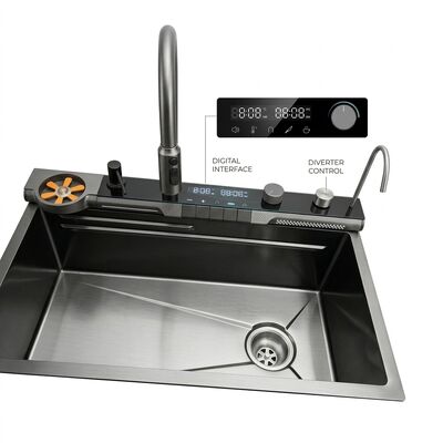 Bon prix RV 24 Inch Drop-In Kitchen Sink SUS304 with Tempered Glass Cover Single Bowl en ligne