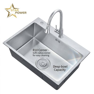 Qualité Nano Black 31x20 Undermount Handmade Kitchen Sink SUS304 Single Bowl 18 Gauge usine