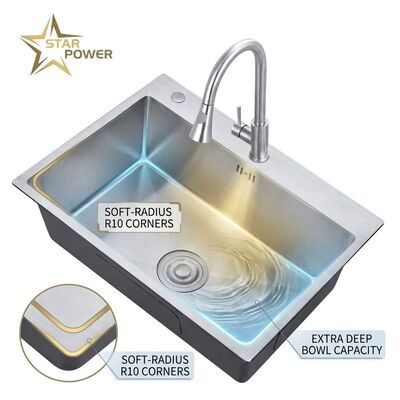 Bon prix 25 Inch Drop-In Laundry Utility Sink Single Bowl 20 Gauge with Overflow Drain en ligne