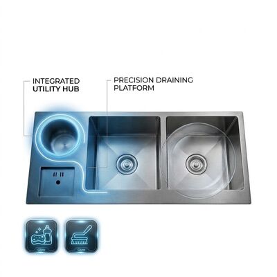 Bon prix 36 Inch PVD Gold Single Bowl Farmhouse Workstation Kitchen Sink SUS304 16 Gauge en ligne