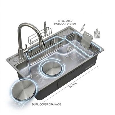 Qualité 34 Inch Handmade Farmhouse Single Bowl Kitchen Sink SUS304 14 Gauge with Deep Basin usine
