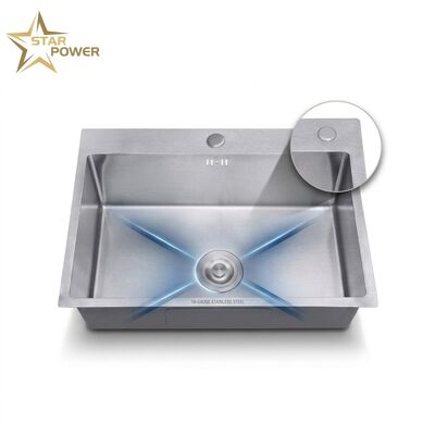 Bon prix 27 Inch Overmount Single Bowl Kitchen Sink SUS304 18 Gauge with Drainboard en ligne